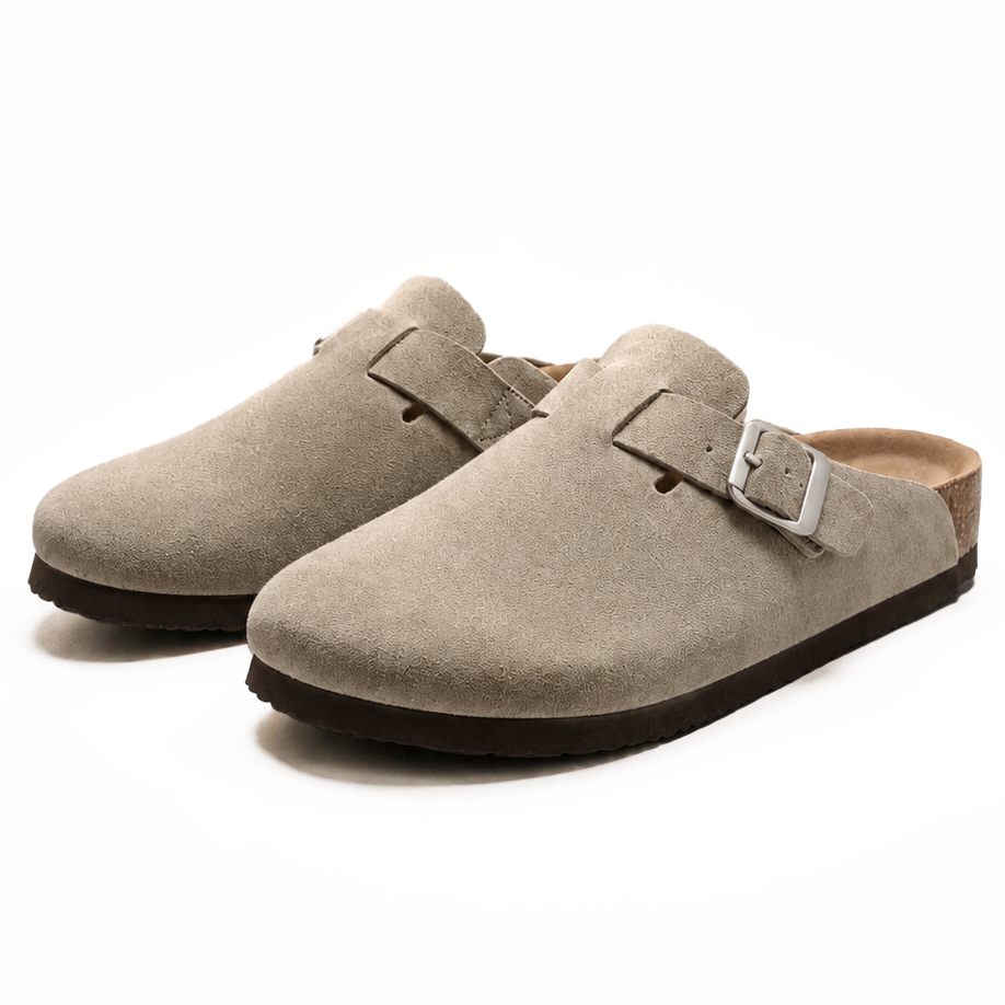 Suede Clogs – Taupe