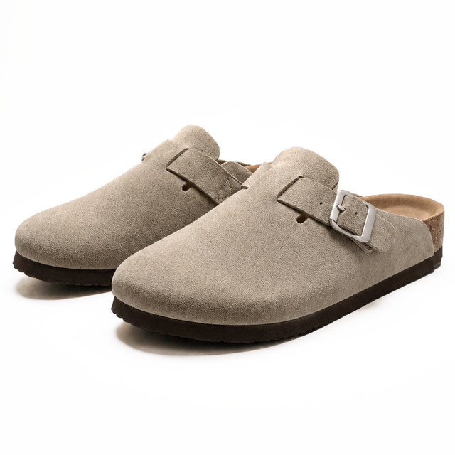 Suede Clogs – Taupe