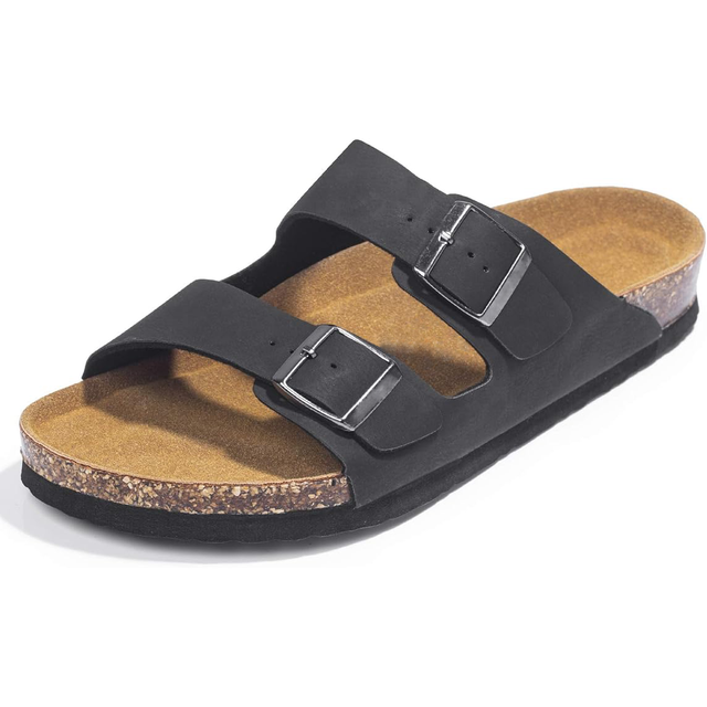 Double Strap Sandals – Black